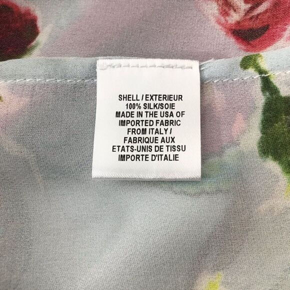 Milly Maggie Rose Print 100% Silk Bell Sleeve Lightweight Blouse - Picture 15 of 16